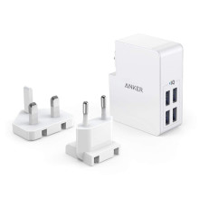 Anker A2042 PowerPort 4 Lite 4 Port Wall Charger (UK and EU Plugs) - White