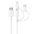 Anker A8436 PowerLine II 3ft 3-in-1 Lightning/Type-C/Micro Connector Cable - White (0.9M)