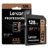 Lexar 633X Professional 128GB V30 U3 SDHCâ„¢/SDXCâ„¢ UHS-I Memory Cards (up to 95MB/s read, Write 45MB/s)