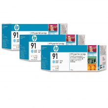 HP 91 DesignJet Pigment Ink Cartridges (3-pack) 775-ml - Light Cyan (C9486A)