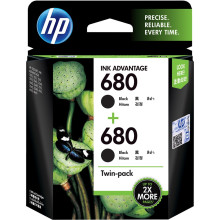 HP 680 Black Ink Cartridge Twin 2-Pack