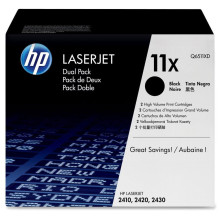 HP 11X 2-pack High Yield Black Original LaserJet Toner Cartridges (Q6511XD)