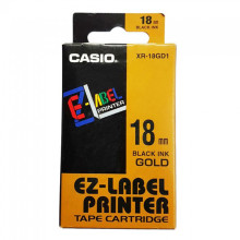 Casio Ez-Label Printer Tape Cartridge - 18mm, Black on Gold (XR-18GD1)