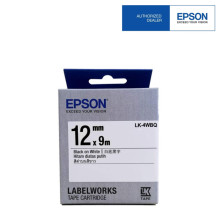 Epson LK-4WBQ LabelWorks Tape - 12mm Black on White Tape (Item no: EPS LK-4WBQ)